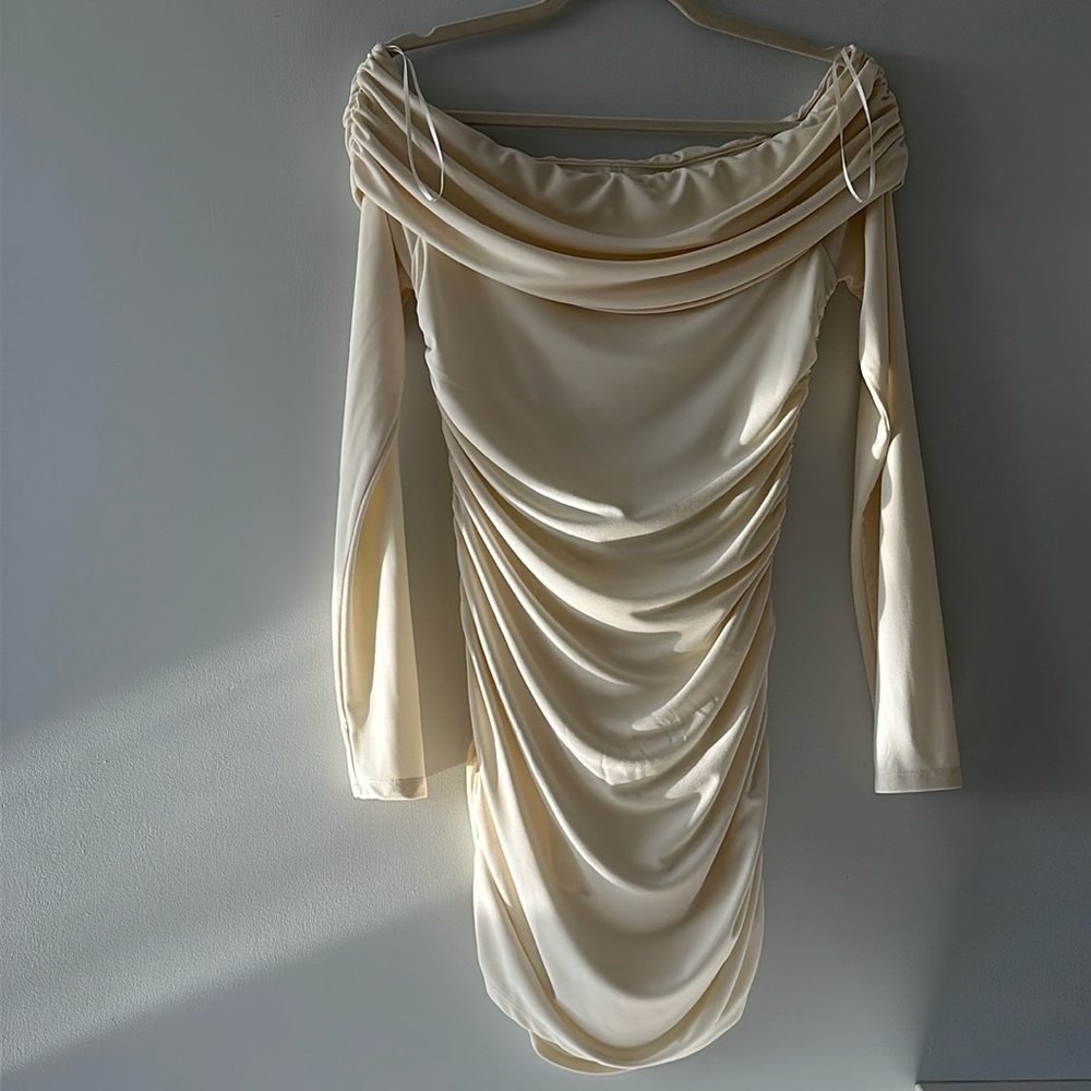 Cream Zara ruched dress